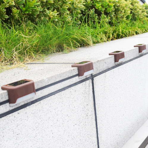 4 PCS solaire balustrade lumière escalier lumière extérieure étanche LED étape lumière jardin décoration paysage lumière, lumière blanche chaude (noir) SH002A537-011
