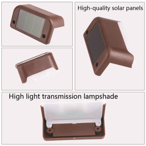 4 PCS solaire balustrade lumière escalier lumière extérieure étanche LED étape lumière jardin décoration paysage lumière, lumière blanche chaude (noir) SH002A537-011