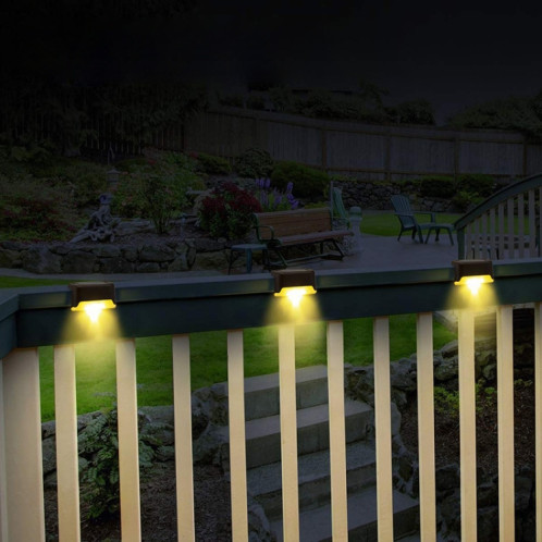 4 PCS solaire balustrade lumière escalier lumière extérieure étanche LED étape lumière jardin décoration paysage lumière, lumière blanche chaude (noir) SH002A537-011