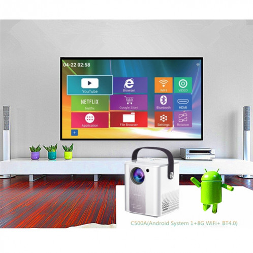 C500 Mini projecteur portable HD domestique à LED, Style: Version Android (Blanc) SH902A1206-09