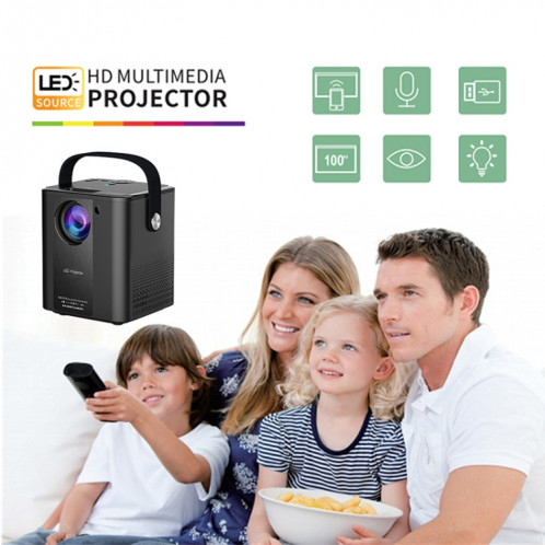 C500 Mini projecteur portable HD domestique à LED, Style: Version de base (Noir) SH903B529-09
