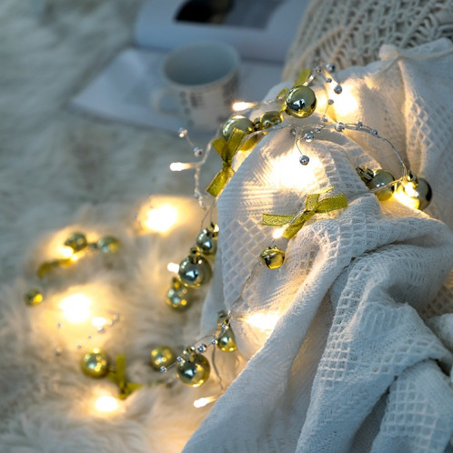 2m 20LEDs Christmas String Lights Christmas Bells Ball Décoration Lampe, Style: Or Bowknot Bell SH18041292-05