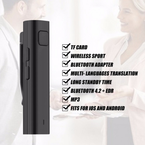 Récepteur Bluetooth Smart Headphone Voice Translator 26 Multi-language Travel Business TF Card Voice Text Interpreter Écouteur (blanc) SH001B1638-012