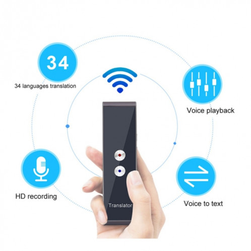Traducteur de langue de poche T8 voix 30 langues interphone bidirectionnel en temps réel traducteur portable pour l'apprentissage personnel voyageant noir SH270124-012