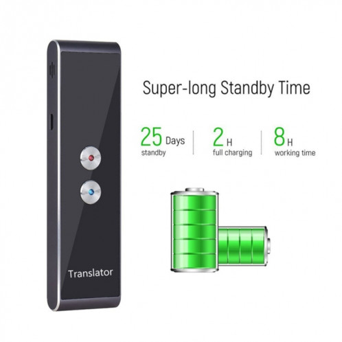 Traducteur de langue de poche T8 voix 30 langues interphone bidirectionnel en temps réel traducteur portable pour l'apprentissage personnel voyageant noir SH270124-012