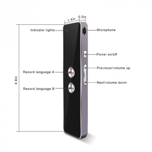 Traducteur de langue de poche T8 voix 30 langues interphone bidirectionnel en temps réel traducteur portable pour l'apprentissage personnel voyageant noir SH270124-012