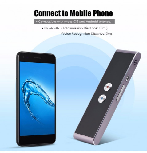 Traducteur de langue de poche T8 voix 30 langues interphone bidirectionnel en temps réel traducteur portable pour l'apprentissage personnel voyageant noir SH270124-012