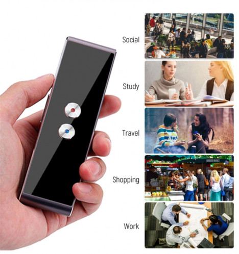 Traducteur de langue de poche T8 voix 30 langues interphone bidirectionnel en temps réel traducteur portable pour l'apprentissage personnel voyageant noir SH270124-012