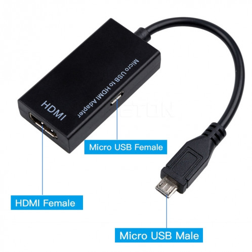 Câble adaptateur micro USB vers HDMI femelle 1080P HD pour périphérique MHL Adaptateurs HDTV pour Samsung Galaxy HUAWE SH60411696-07
