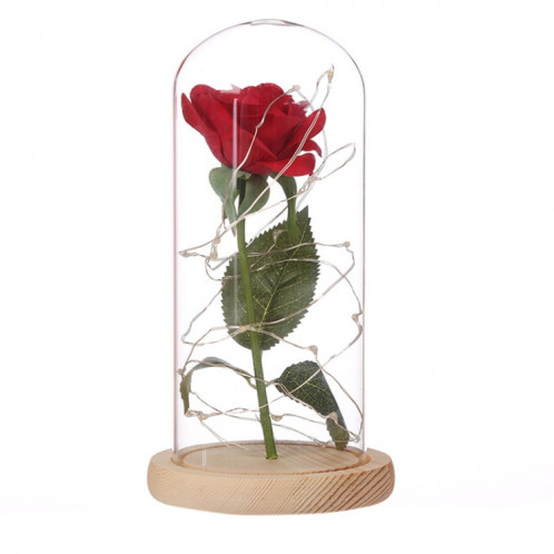 LED clignotant lumineux artificiel roses fraîches romantique fleur décorative mariage cadeau de la Saint-Valentin pour envoyer l'anniversaire des amoureux Base en bois marron 0-5W SH2802179-06