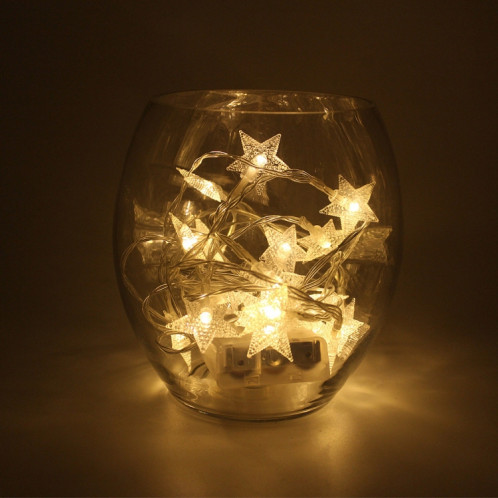 Lumières LED de chaîne de fil de cuivre d'étoile de 3M pour la décoration de mariage de Noël, alimentées par batterie (blanc chaud) SH601A1302-05