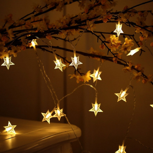 Lumières LED de chaîne de fil de cuivre d'étoile de 3M pour la décoration de mariage de Noël, alimentées par batterie (blanc chaud) SH601A1302-05