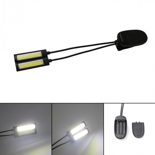Portable Double Bras Flexible COB LED Clip Camping Lumière Lecture Bureau Lecture Ordinateur Portable Musique Stand Lampe Deux tête SH00021171-05