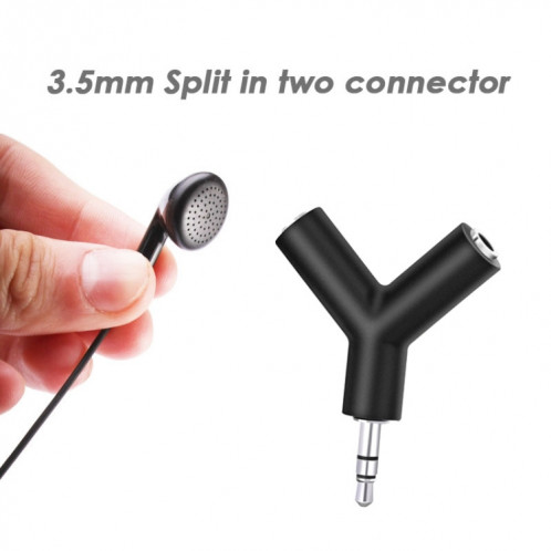 Mini en forme de Y 3.5mm mâle à double 3.5mm femelle Jack Audio Adaptateur casque Connecteur Keychain (Noir) SH701A1354-06
