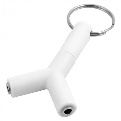 Mini en forme de Y 3.5mm mâle à double 3.5mm femelle Jack Audio Adaptateur casque Connecteur Keychain (Blanc) SH701B247-06