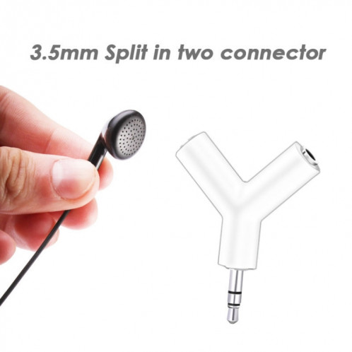 Mini en forme de Y 3.5mm mâle à double 3.5mm femelle Jack Audio Adaptateur casque Connecteur Keychain (Blanc) SH701B247-06