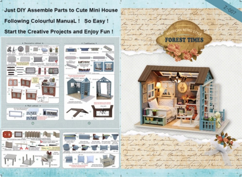 Meubles de maison en bois de chambre mignonne jouets de maison de poupée bricolage pour enfants cadeau de Noël et d'anniversaire SH36111448-05
