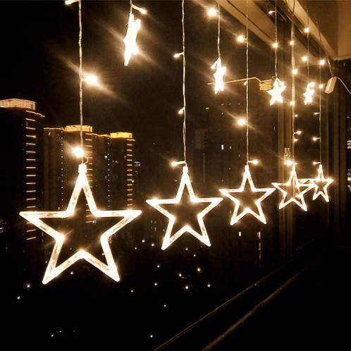 220V EU Plug LED Star Light lumières de Noël intérieur / extérieur décoratif rideaux d'amour lampe pour l'éclairage de fête de mariage de vacances (blanc chaud) SH801C974-06