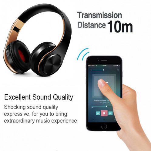 Lecteur STEREO BLUETOOTH BLUETOOTH LPT660, support 32 Go de carte TF et 3,5 mm Aux (or noir) SH301G590-07