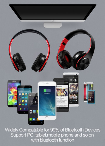 Casque Bluetooth sans fil stéréo HIFI pour tablette Xiaomi iPhone Sumsamg, avec micro, carte SD de soutien et FM (vert noir) SH901A913-010