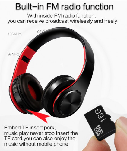 Casque Bluetooth sans fil stéréo HIFI pour tablette Xiaomi iPhone Sumsamg, avec micro, carte SD de soutien et FM (or rose noir) SH901E1959-010