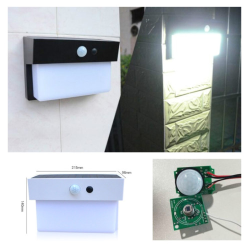 Contrôle de la lumière extérieure de la cour extérieure de la lumière de paysage solaire de 2.5W 50 LED + lampe de mur de détection de radar (blanc) SH401A972-09