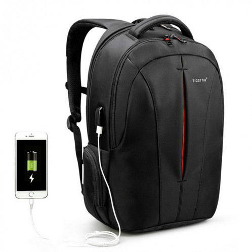 Étanche 15,6 pouces sac à dos pour ordinateur portable anti-vol sac à dos de voyage d'affaires sac d'école (noir + orange USB) SH101A1290-08