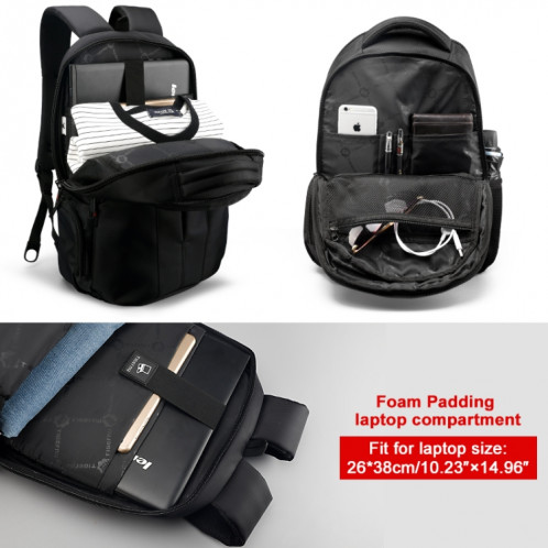 Étanche 15,6 pouces sac à dos pour ordinateur portable anti-vol sac à dos de voyage d'affaires sac d'école (noir + orange USB) SH101A1290-08