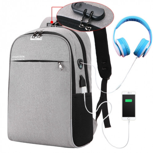 Sac à dos pour ordinateur portable Sacs d'école Sac à dos de voyage anti-vol avec port de chargement USB (Gris) SH901D1490-07