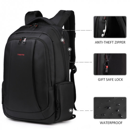 Sacs à dos en nylon anti-vol pour ordinateur portable Voyage à la mode scolaire Cartable décontracté pour hommes 15,6 pouces (noir) SH101A728-07