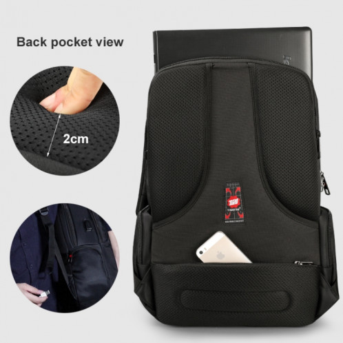 Sacs à dos en nylon anti-vol pour ordinateur portable Voyage à la mode scolaire Cartable décontracté pour hommes 15,6 pouces (noir) SH101A728-07