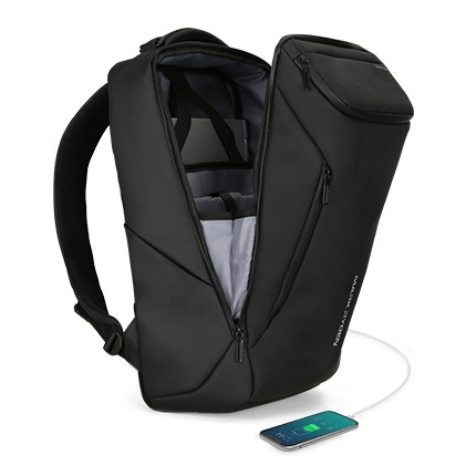 Mode hommes sac à dos multifonctionnel sac étanche pour ordinateur portable sac de voyage avec port de chargement USB (noir) SH401A1462-07