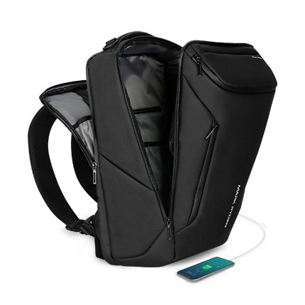 Mode hommes sac à dos multifonctionnel sac étanche pour ordinateur portable sac de voyage avec port de chargement USB (noir amélioré) SH401B1504-07