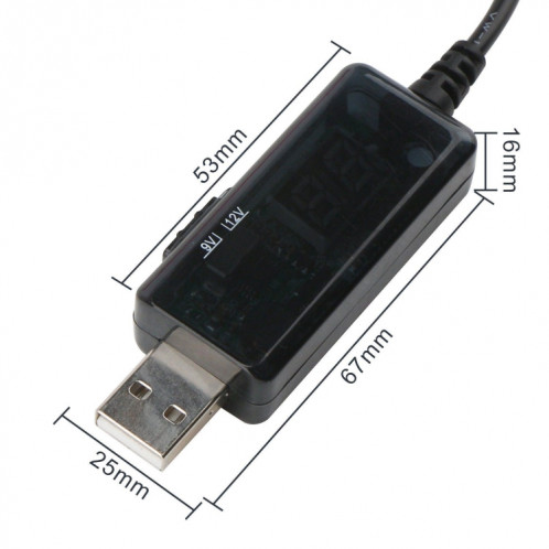 Câble d'amplification USB 5V Step Up to 9V 12V Convertisseur de tension réglable 1A Step-up Volt Transformer DC Power Regulator avec interrupteur EU SH8501855-07