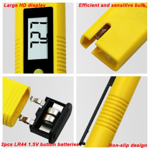 Stylo de test PH de haute précision portable PH Acidité mètre PH Instrument de détection de la qualité de l'eau (jaune) SH801A1562-010
