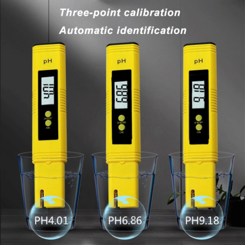 Stylo de test PH de haute précision portable PH Acidité mètre PH Instrument de détection de la qualité de l'eau (jaune) SH801A1562-010