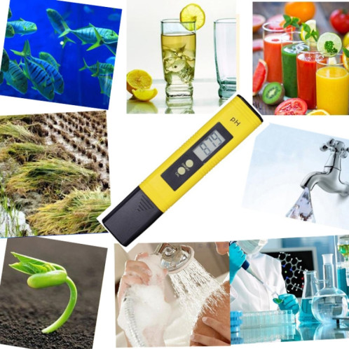 Stylo de test PH de haute précision portable PH Acidité mètre PH Instrument de détection de la qualité de l'eau (jaune) SH801A1562-010