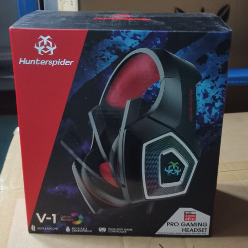 Casque de jeu de contrôle de fil lumineux coloré V1 3,5 mm RVB, longueur du câble: 2,2 m (noir rouge) SH601B6-08