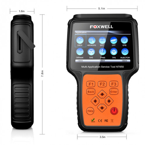 FOXWELL NT650 ELITE OBD2 ABS SRS AIRBAG SAS Scanner Outil de diagnostic de la voiture Scanner automatique (noir) SH201A1180-09