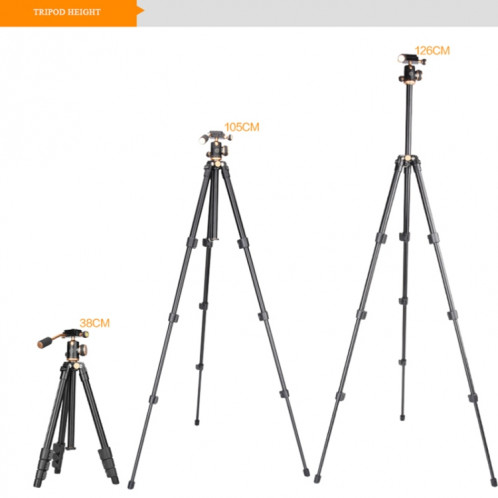Q160s Pieds pliants à 4 sections Support de trépied en alliage d'aluminium à diffusion en direct avec rotule à trépied d'amortissement SH38301317-012
