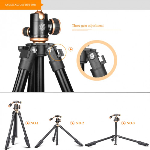 Q160s Pieds pliants à 4 sections Support de trépied en alliage d'aluminium à diffusion en direct avec rotule à trépied d'amortissement SH38301317-012