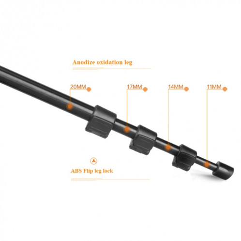 Q160s Pieds pliants à 4 sections Support de trépied en alliage d'aluminium à diffusion en direct avec rotule à trépied d'amortissement SH38301317-012
