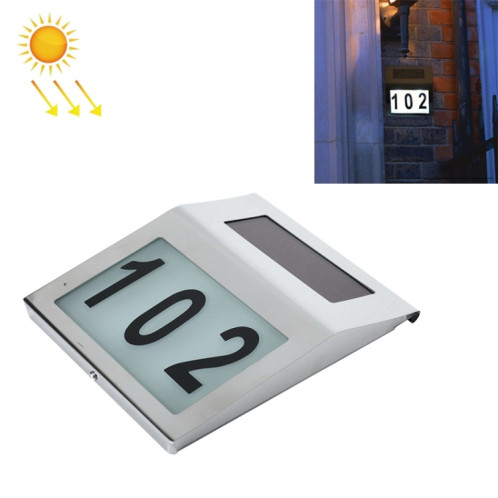 Indicateur lumineux de numéro de maison fixé au mur d'acier inoxydable solaire imperméable extérieur de 2 LED SH38981980-08