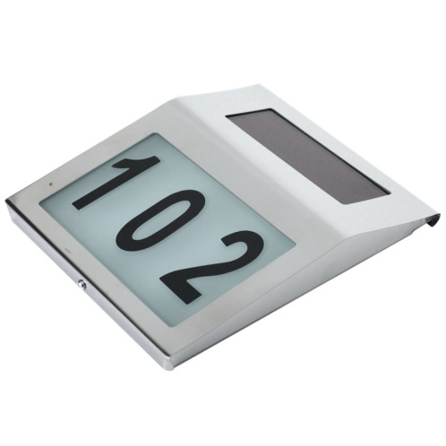 Indicateur lumineux de numéro de maison fixé au mur d'acier inoxydable solaire imperméable extérieur de 2 LED SH38981980-08