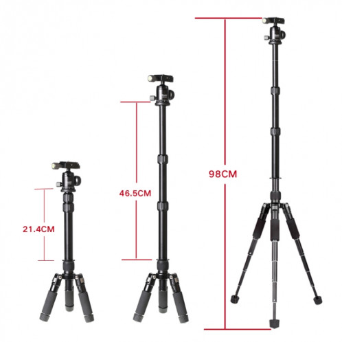 Xiletu FM5S-MINI Support de trépied de bureau mini pieds pliants à 5 sections (noir) SX901B1619-012