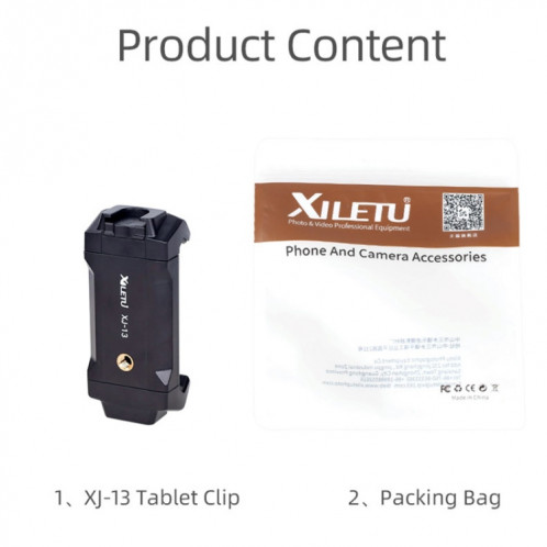 Xiletu Xj-13 Pince de téléphone à montage sur trépied en direct avec trous de vis de 1/4 pouce et base de chaussure froide SX8038213-09