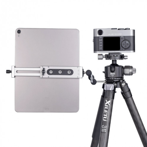 Xiletu Xj15 Live Broadcast Desktop Full Metal Tripod Mount Tablet Pc Phone Clamp avec trous de vis de 1/4 pouce et base de chaussure froide (gris argenté) SX101A1117-012