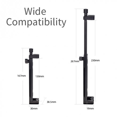 Xiletu Xj15 Live Broadcast Desktop Full Metal Tripod Mount Tablet Pc Phone Clamp avec trous de vis de 1/4 pouce et base de chaussure froide (gris argenté) SX101A1117-012