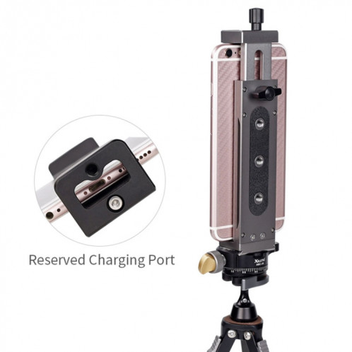 Xiletu Xj15 Live Broadcast Desktop Full Metal Tripod Mount Tablet Pc Phone Clamp avec trous de vis de 1/4 pouce et base de chaussure froide (gris argenté) SX101A1117-012