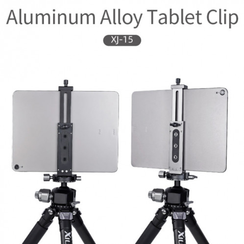 Xiletu Xj15 Live Broadcast Desktop Full Metal Tripod Mount Tablet Pc Phone Clamp avec trous de vis de 1/4 pouce et base de chaussure froide (gris argenté) SX101A1117-012